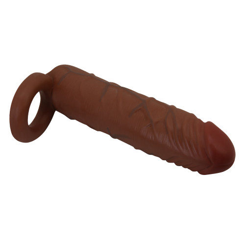 Удлиняющая насадка с креплением под мошонку Pretty Love Kaile мулат + 2,5 см