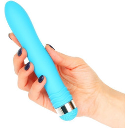 Эргономичный вибратор Sexy Friend голубой 17,5 см