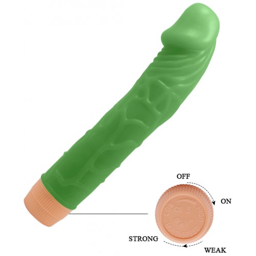 Светящийся в темноте зеленый вибратор Bill 23 см