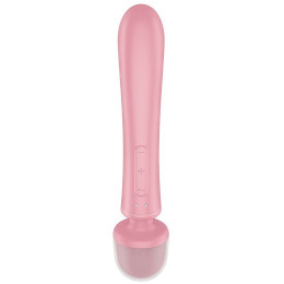 Двусторонний вибратор с клиторальным стимулятором Wand + Rabbit Satisfyer Triple Lover Pink