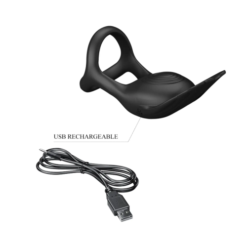 Эрекционное кольцо на пенис Pretty Love Vibration Penis Ring SILAS, черное