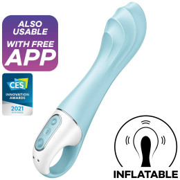 Расширяющийся смарт-вибратор с рельефной головкой Satisfyer Air Pump Vibrator 5+ голубой