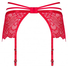 Красный кружевной пояс для чулок со стрепами Loventy L/XL