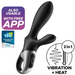 Анальный смарт-вибратор с подогревом и стимулятором промежности Satisfyer Heat Climax+