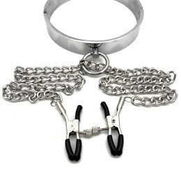 Ошейник стальной с зажимами для сосков