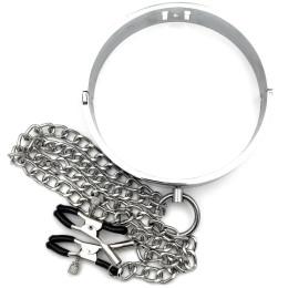 Ошейник стальной с зажимами для сосков