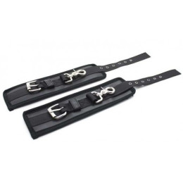 Черные наручники из натуральной кожи с плюшем