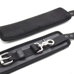 Черные наручники из натуральной кожи с плюшем