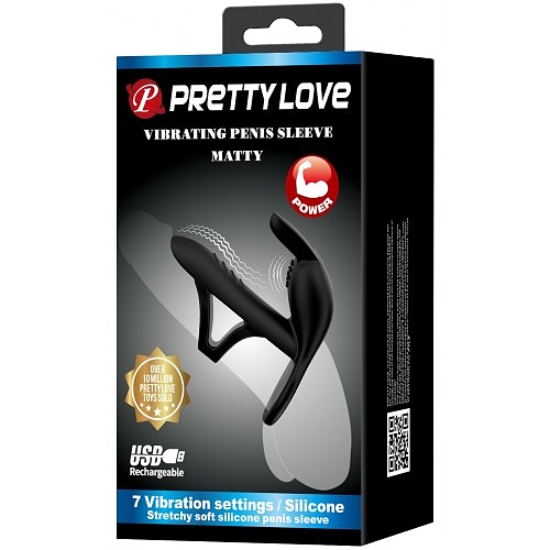 Вибронасадка на пенис с двойным эрекционным кольцом Vibrating Penis Sleeve Matty