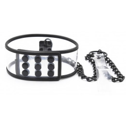 Прозрачный ошейник с поводком и заклёпками