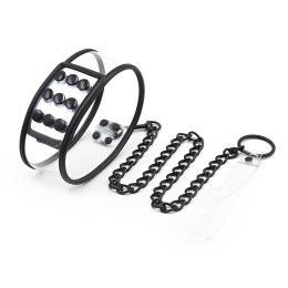 Прозрачный ошейник с поводком и заклёпками