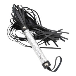 Чёрная плеть с серебристой рукоятью 39 см