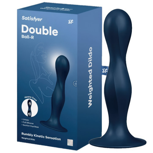 Фаллос Satisfyer Double Ball-R со смещенным центром тяжести синий 18 см
