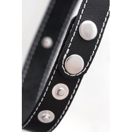 Чокер Штучки-Дрючки «Kiss me» с белой строчкой, кожанный, черный