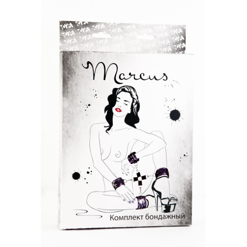Кружевной бондажный комплект TOYFA Marcus (сцепка, наручники и оковы), розовый