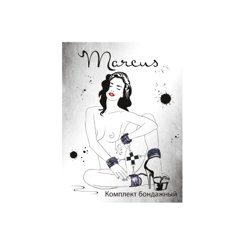 Кружевной бондажный комплект TOYFA Marcus (сцепка, наручники и оковы), розовый