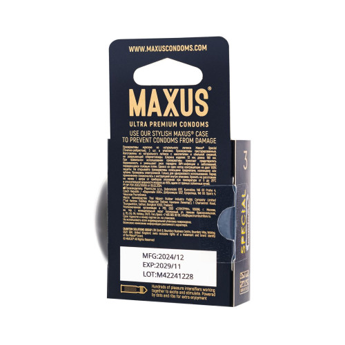 Презервативы Maxus Special, точечные, латекс, ребристые, пластиковый кейс, 3 шт.