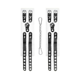 Оковы Pecado BDSM, мягкие, с двумя ремешками, с люверсами, натуральная кожа, бело-чёрные