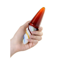 Двусторонний фаллоимитатор Sexus Glass, стекло, коричневый, 16 см