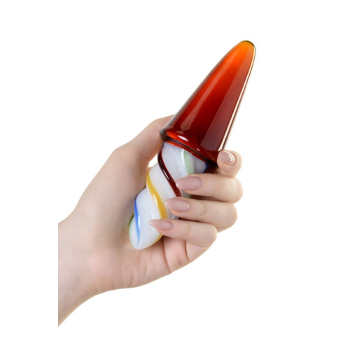 Двусторонний фаллоимитатор Sexus Glass, стекло, коричневый, 16 см