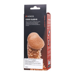 Насадка реалистичная KOKOS COCK SLEEVE 009-S с дополнительной стимуляцией, TPE, телесная, 13.8 см