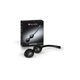 Вагинальные шарики Mystim Jane Wonda Geisha Balls duo, электростимуляция, силикон, черные, Ø 3,5 см