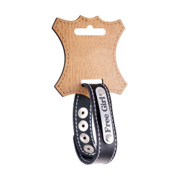 Браслет Штучки-дрючки с белой строчкой, кожанный, черный