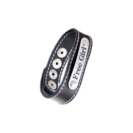 Браслет Штучки-дрючки с белой строчкой, кожанный, черный