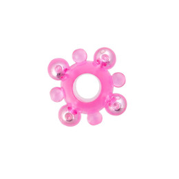 Эрекционное кольцо с бусинками TOYFA Basic, TPE, розовый