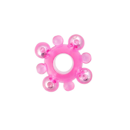 Эрекционное кольцо с бусинками TOYFA Basic, TPE, розовый