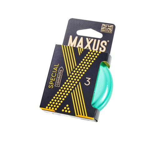 Презервативы Maxus Special, точечно-ребристые, латекс, железный кейс, 3 шт.