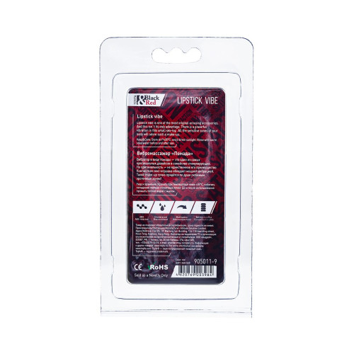 Вибромассажер Black&Red by TOYFA «Помада», силикон, красный, 9 см