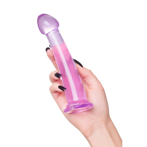Нереалистичный фаллоимитатор TOYFA Basic Jelly Dildo M, TPE, фиолетовый, 18 см