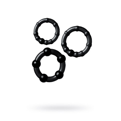 Набор колец A-Toys by TOYFA, TPE, силикон, черные, Ø 3,5/3/2 см