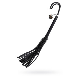 Плеть Pecado BDSM, чёрная рукоять, чёрные хлысты, натуральная кожа