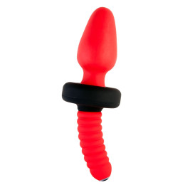 **АУТЛЕТ** Анальная вибровтулка Black & Red by TOYFA для фистинга, силикон, красная, 22 см