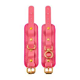 Наручники-браслеты Pecado BDSM, «МИНИ» двуслойный, оригинальная сцепка, натуральная кожа, розовый