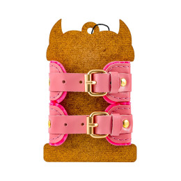 Наручники-браслеты Pecado BDSM, «МИНИ» двуслойный, оригинальная сцепка, натуральная кожа, розовый