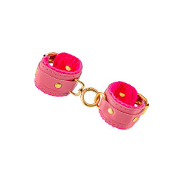 Наручники-браслеты Pecado BDSM, «МИНИ» двуслойный, оригинальная сцепка, натуральная кожа, розовый