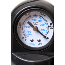 Помпа для пениса Штучки-дрючки вакуумная, с манометром, чёрная, 20 см