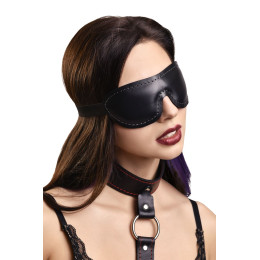 Маска Pecado BDSM, мягкая закрытая овальная, натуральная кожа, черная