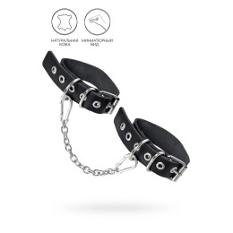 Оковы Pecado BDSM, из одного ремешка с люверсами, натуральная кожа, чёрные