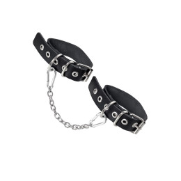 Оковы Pecado BDSM, из одного ремешка с люверсами, натуральная кожа, чёрные