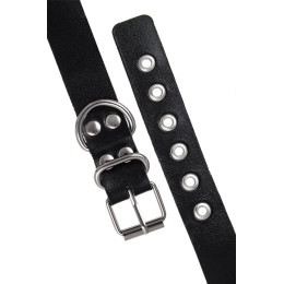 Оковы Pecado BDSM, из одного ремешка с люверсами, натуральная кожа, чёрные