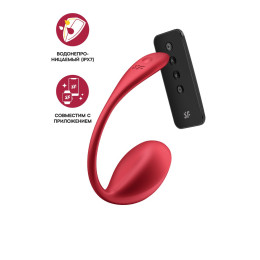 Виброяйцо Satisfyer Shiny Petal Connect App с пультом ДУ, красный, 7,5 см
