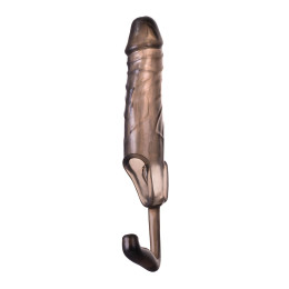 Насадка на пенис с дополнительной стимуляцией XLover by TOYFA, TPE, черный прозрачный, 15 см
