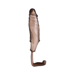 Насадка на пенис с дополнительной стимуляцией XLover by TOYFA, TPE, черный прозрачный, 15 см