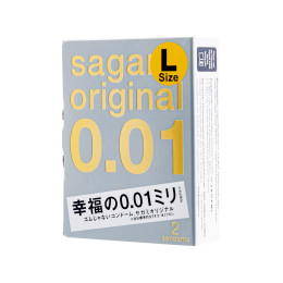 Презервативы Sagami, original 0.01, полиуретан, LARGE, 2 шт.