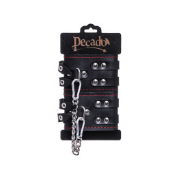 Оковы Pecado BDSM, с двумя ремнями и черной подкладкои, натуральная кожа, черные