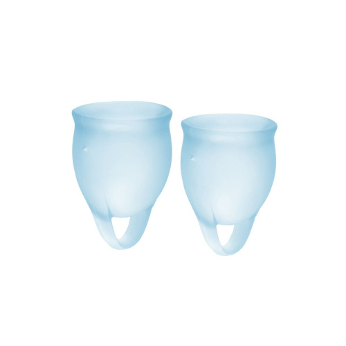 Менструальная чаша Satisfyer Feel Confident, 2 шт в наборе, силикон, голубой